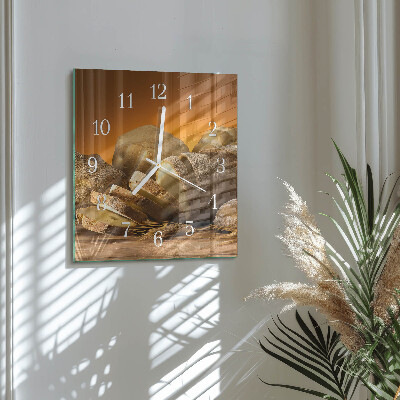 Square wall clock Bread