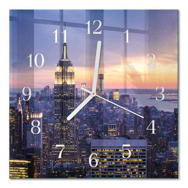 Glass wall clock square City