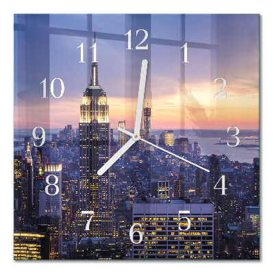 Glass wall clock square City
