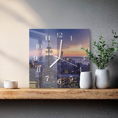 Glass wall clock square City