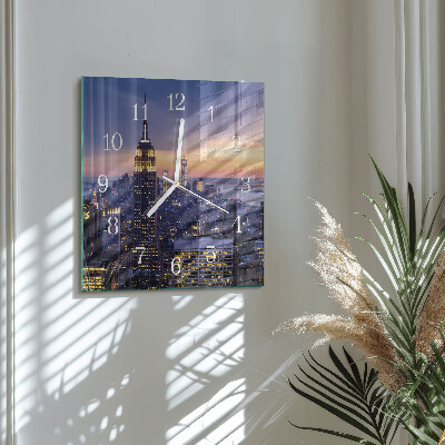 Glass wall clock square City