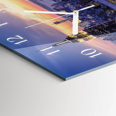 Glass wall clock square City
