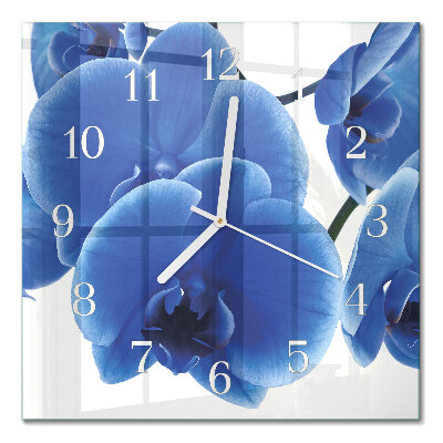 Glass clock square Orchid