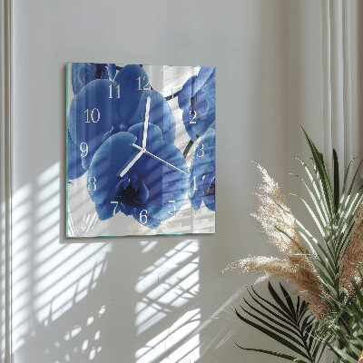 Glass clock square Orchid