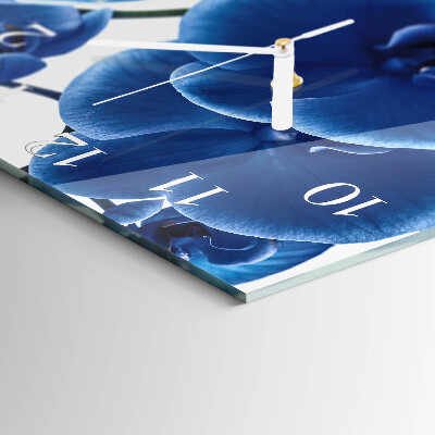 Glass clock square Orchid