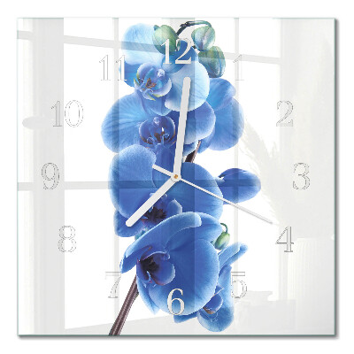 Glass wall clock square Orchid