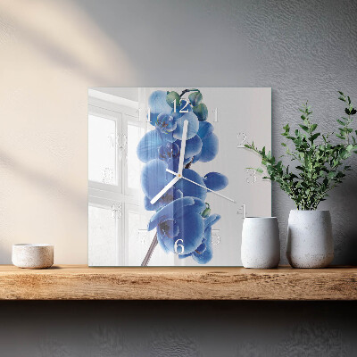 Glass wall clock square Orchid