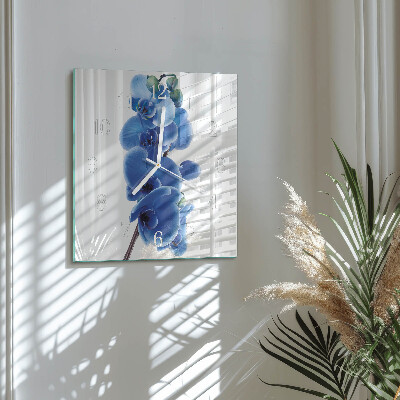 Glass wall clock square Orchid