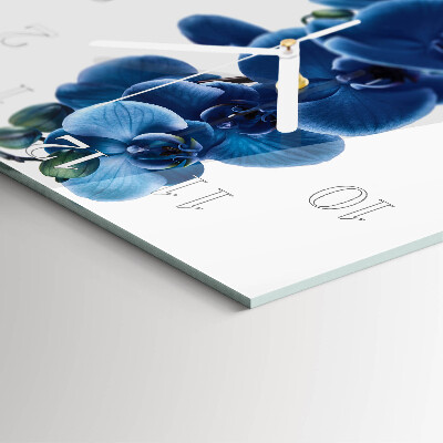 Glass wall clock square Orchid
