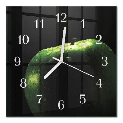 Glass wall clock square Apple