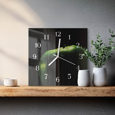 Glass wall clock square Apple