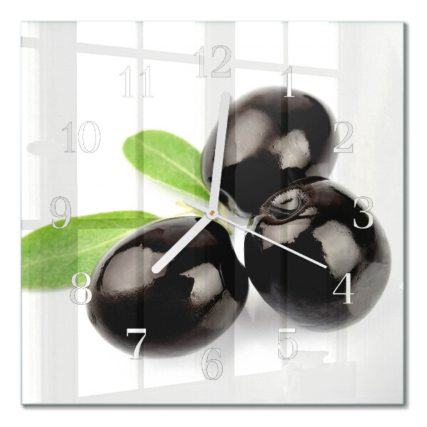 Glass clock square Olives