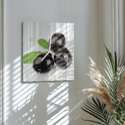 Glass clock square Olives