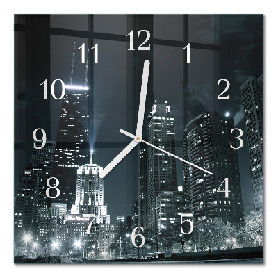 Glass wall clock square City