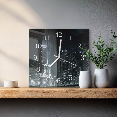 Glass wall clock square City