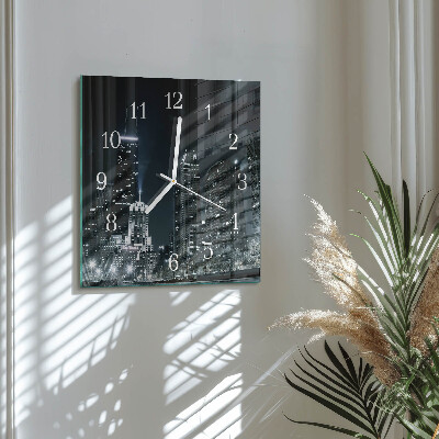 Glass wall clock square City
