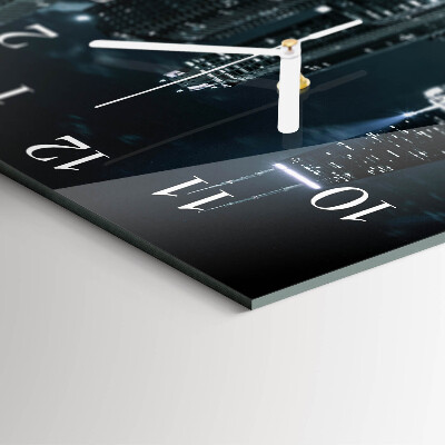 Glass wall clock square City
