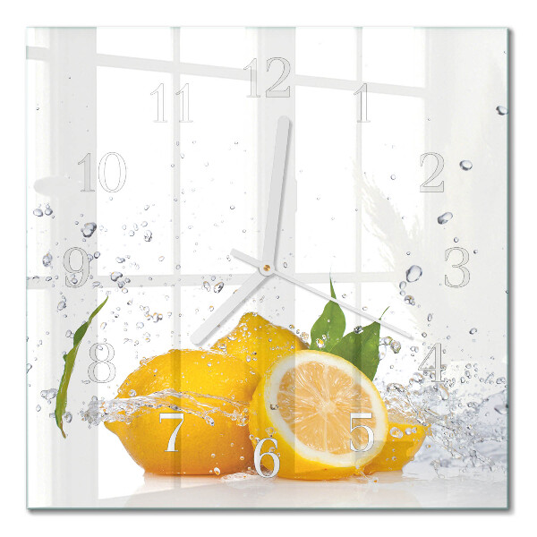 Glass clock square Lemons