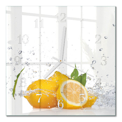 Glass clock square Lemons