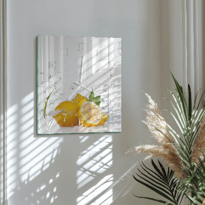 Glass clock square Lemons
