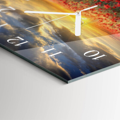 Square wall clock Field of poppies
