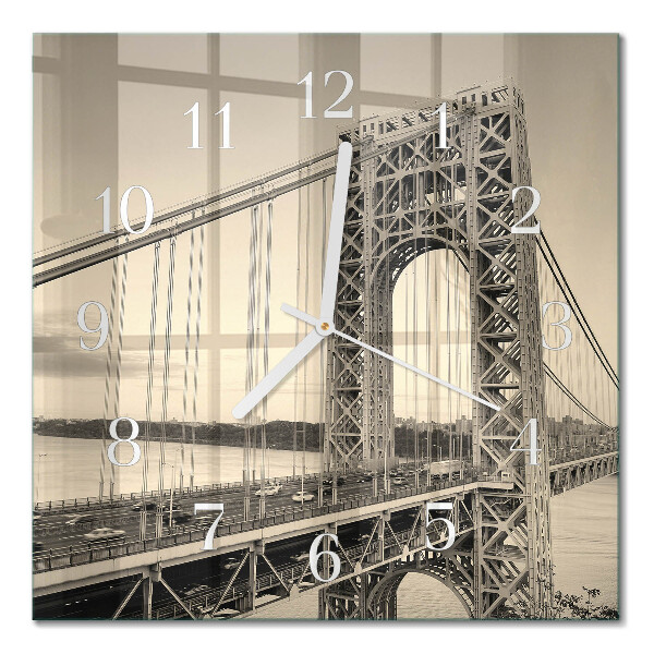 Glass wall clock square Golden gate