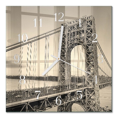 Glass wall clock square Golden gate