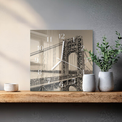 Glass wall clock square Golden gate