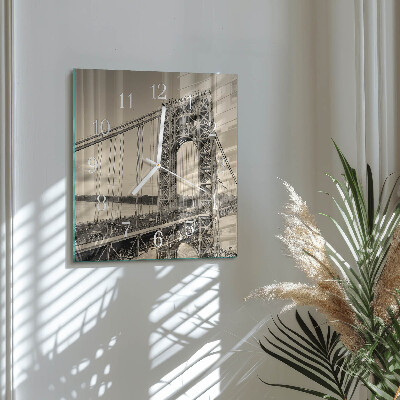 Glass wall clock square Golden gate