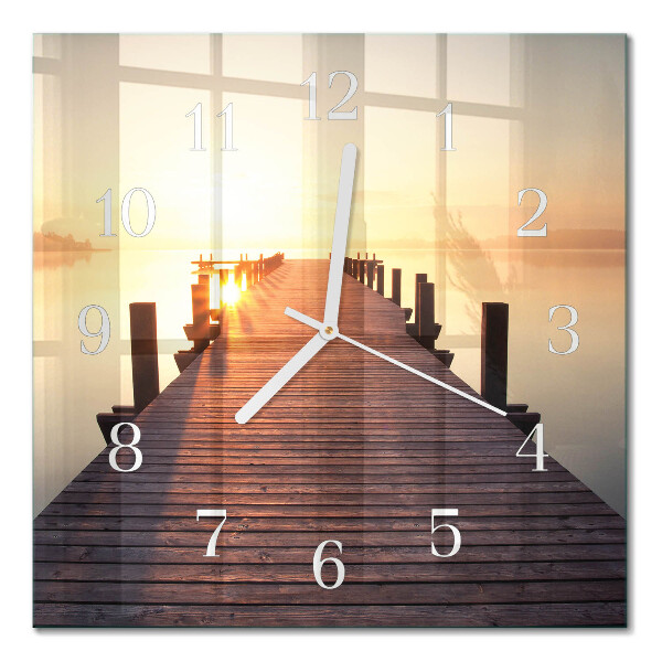 Square kitchen clock Bridge over the lake