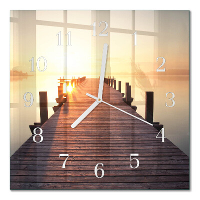 Square kitchen clock Bridge over the lake
