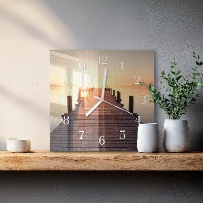 Square kitchen clock Bridge over the lake