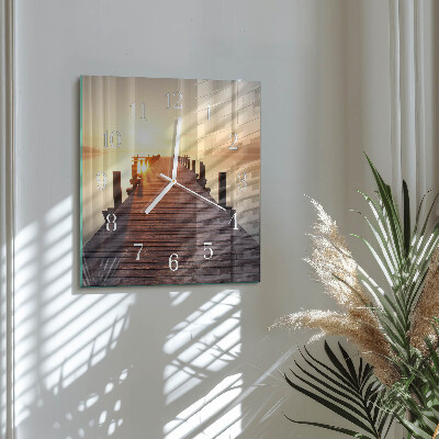 Square kitchen clock Bridge over the lake