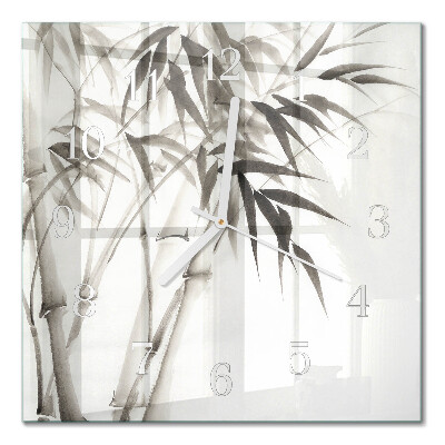 Glass clock square Bamboo