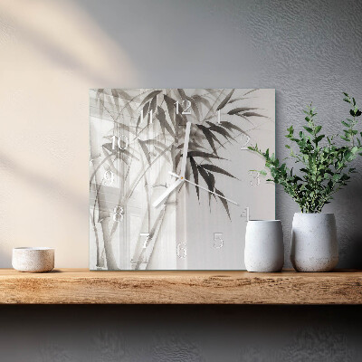Glass clock square Bamboo