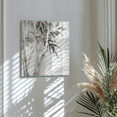 Glass clock square Bamboo