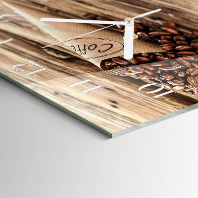 Glass wall clock square Coffee beans