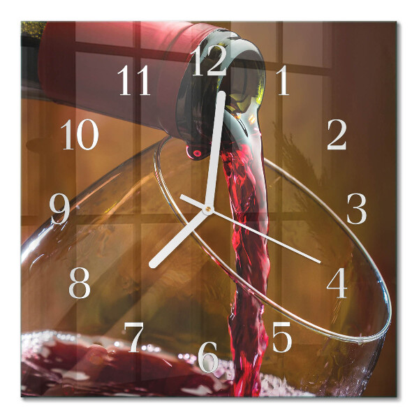Glass clock square Wine