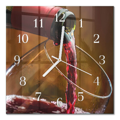 Glass clock square Wine