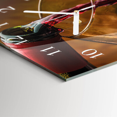 Glass clock square Wine