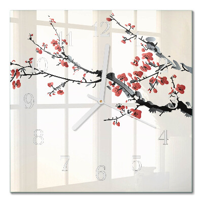 Square wall clock Flowers