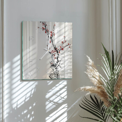 Glass wall clock square Flowers