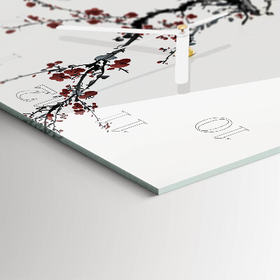Glass wall clock square Flowers