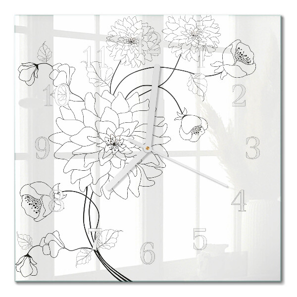 Square kitchen clock Flowers