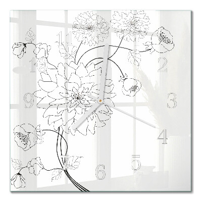 Square kitchen clock Flowers