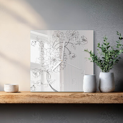 Square kitchen clock Flowers