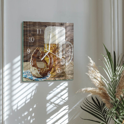Square wall clock Pretzel with beer