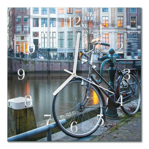 Glass wall clock square Bicycle