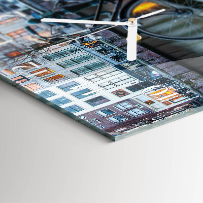 Glass wall clock square Bicycle