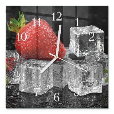 Glass clock square Strawberry ice cream